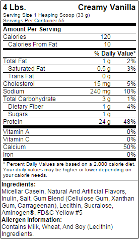 Optimum Nutrition Gold Standard Casein Nutrition