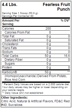 EFX Karbolic Supplement Facts