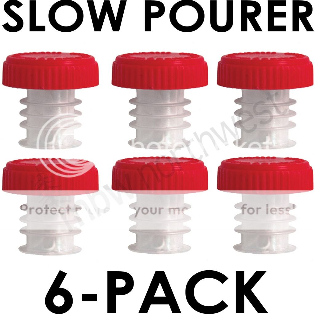 Pack of Slow Wine Pourer Stopper 2 Piece Design w Screw Cap Pour 