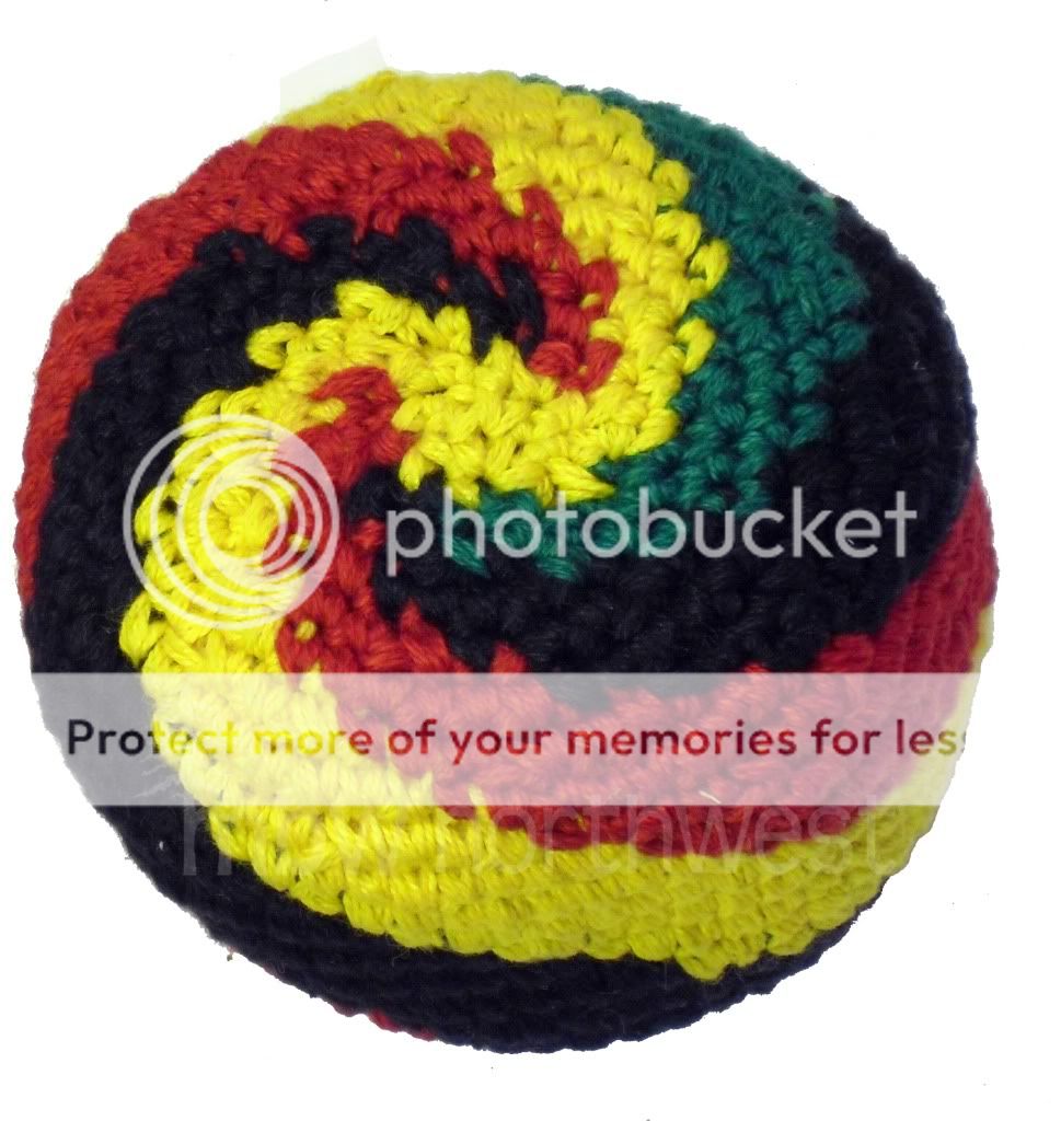 HACKY SACK / FOOTBAG, CROCHETED GUATEMALAN, RASTA SWIRL  