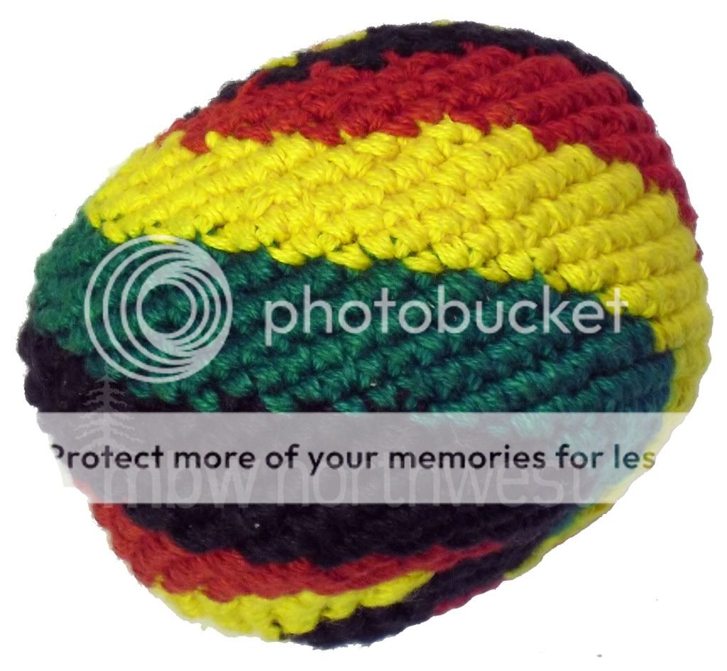 HACKY SACK / FOOTBAG, CROCHETED GUATEMALAN, RASTA SWIRL  