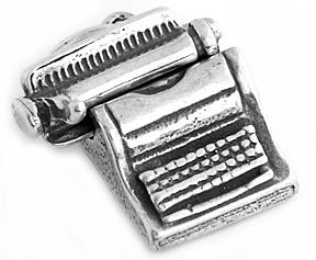 STERLING SILVER TYPEWRITER MOVING CHARM W/ SPLIT RING  