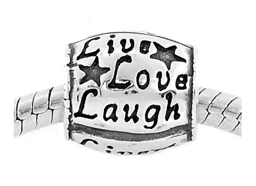 AUTHENTIC SILVER ZABLE ROUND LIVE LOVE LAUGH EUROPEAN BEAD  