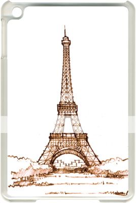 sketched red paris eiffel tower design on ipad mini frosted