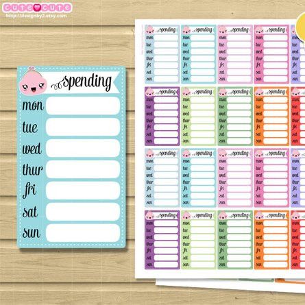 Kawaii Spending Weekly Trackerby Design By 2