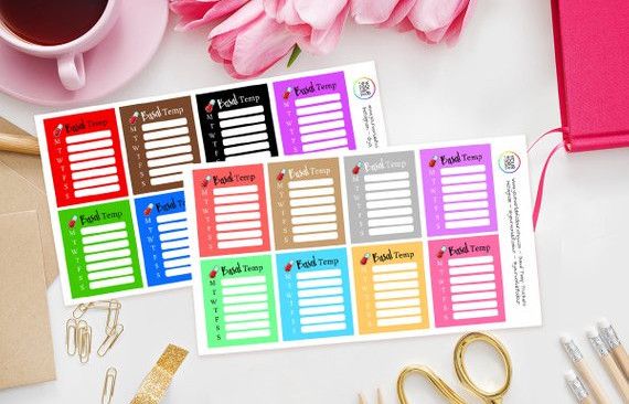 Basal Temperature Tracker Planner Stickers for fertility treatment tracking in your planner when you're trying to conceive.