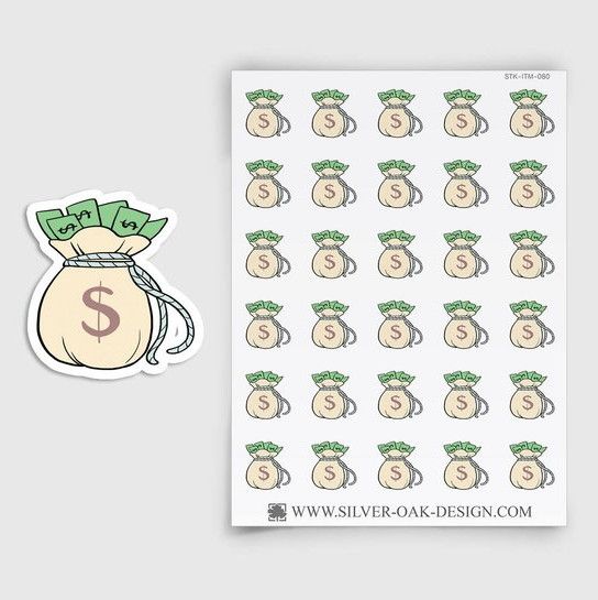 Money Bag Planner Stickersby Silver Oak Designs