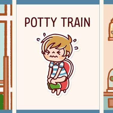 Cute potty training stickers showing a little boy trying to potty.