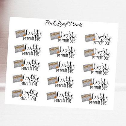 Credit Card Payment Due Stickersby Pink Leaf Prints