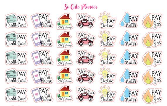 Monthly Bill Reminders Planner Stickersby So Cute Planner