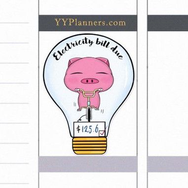 Kawaii Pig Electricity Bill Stickers by YYPlanners