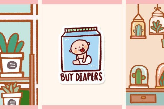 Cute Buy Diapers Stickers