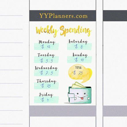 Printable Weekly Spending Stickersby YYPlanners