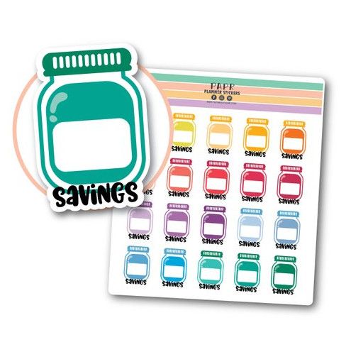 Savings Jar Planner Stickersby PAPR Boutique