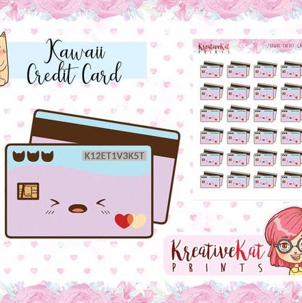Kawaii Credit Card Planner Stickersby Kreative Kat Prints