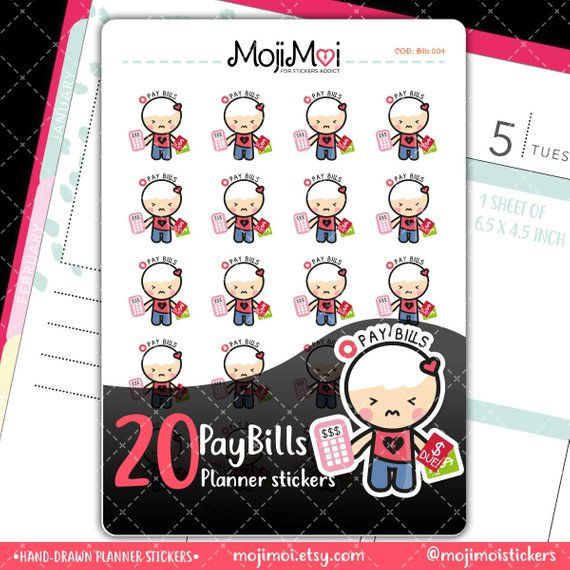 Kawaii Pay Bills Stickersby Moji Moi