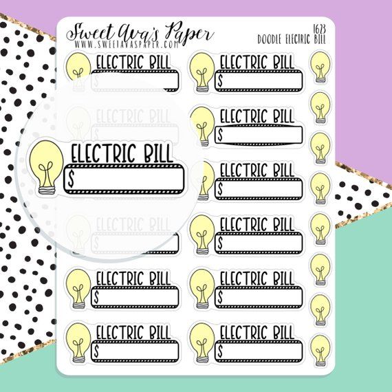 Electric Bill Due Planner Stickersby Sweet Ava's Paper