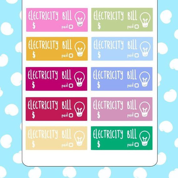Electricity Bill Reminder Stickers by Soy Bean Stickers