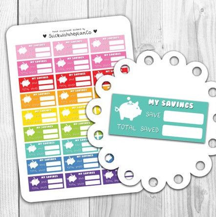 Savings Tracker Planner Stickersby Stick with the Plan Co