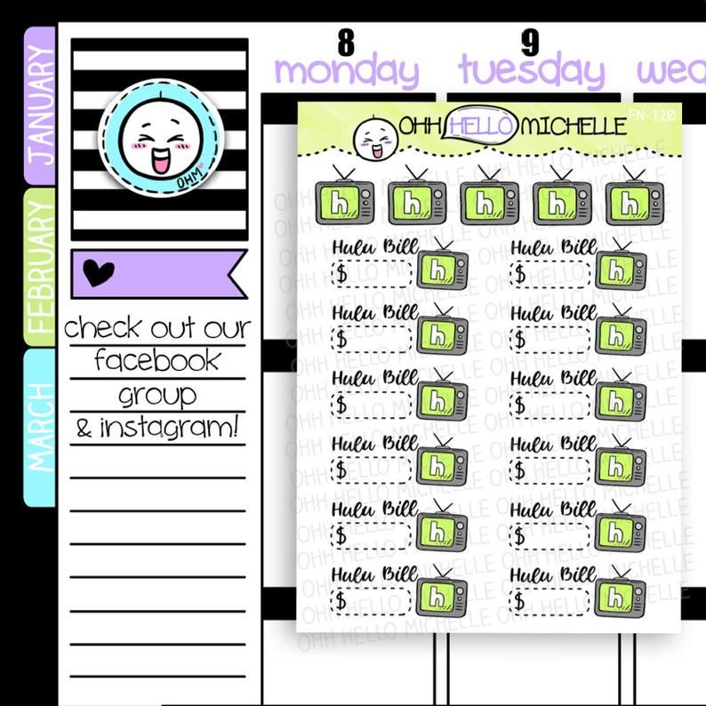 Hulu Bill Planner Stickers by Ohh Hello Michelle