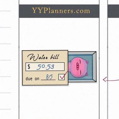 Water Bill Due Planner Stickers featuring a cute Pig in a bathtub - printable stickers from YYPlanners.com