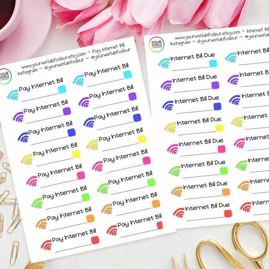 Internet Bill Due Planner Stickersby Your World of Color