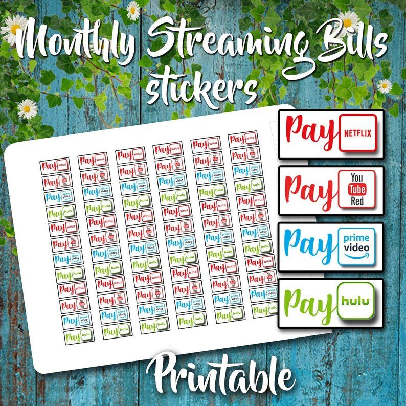 Printable Monthly Streaming Bill Stickersby Draw Paint Create Shop
