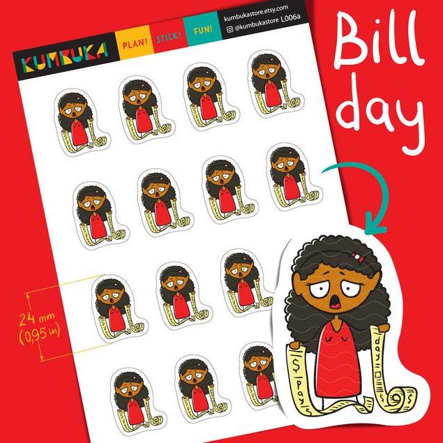 Bill Day Girl Planner Stickersby Kumbuka Store